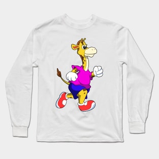 Giraffe at Running Long Sleeve T-Shirt